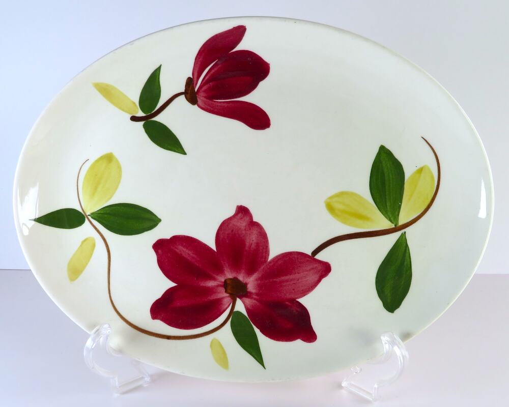 Vintage Stetson Rio Meadow Rose 12" Oval Serving Platter Hand Painted MCM